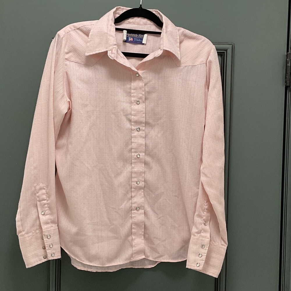Panhandle Slim Light Pink Western Dress Shirt w/ pearl snaps.